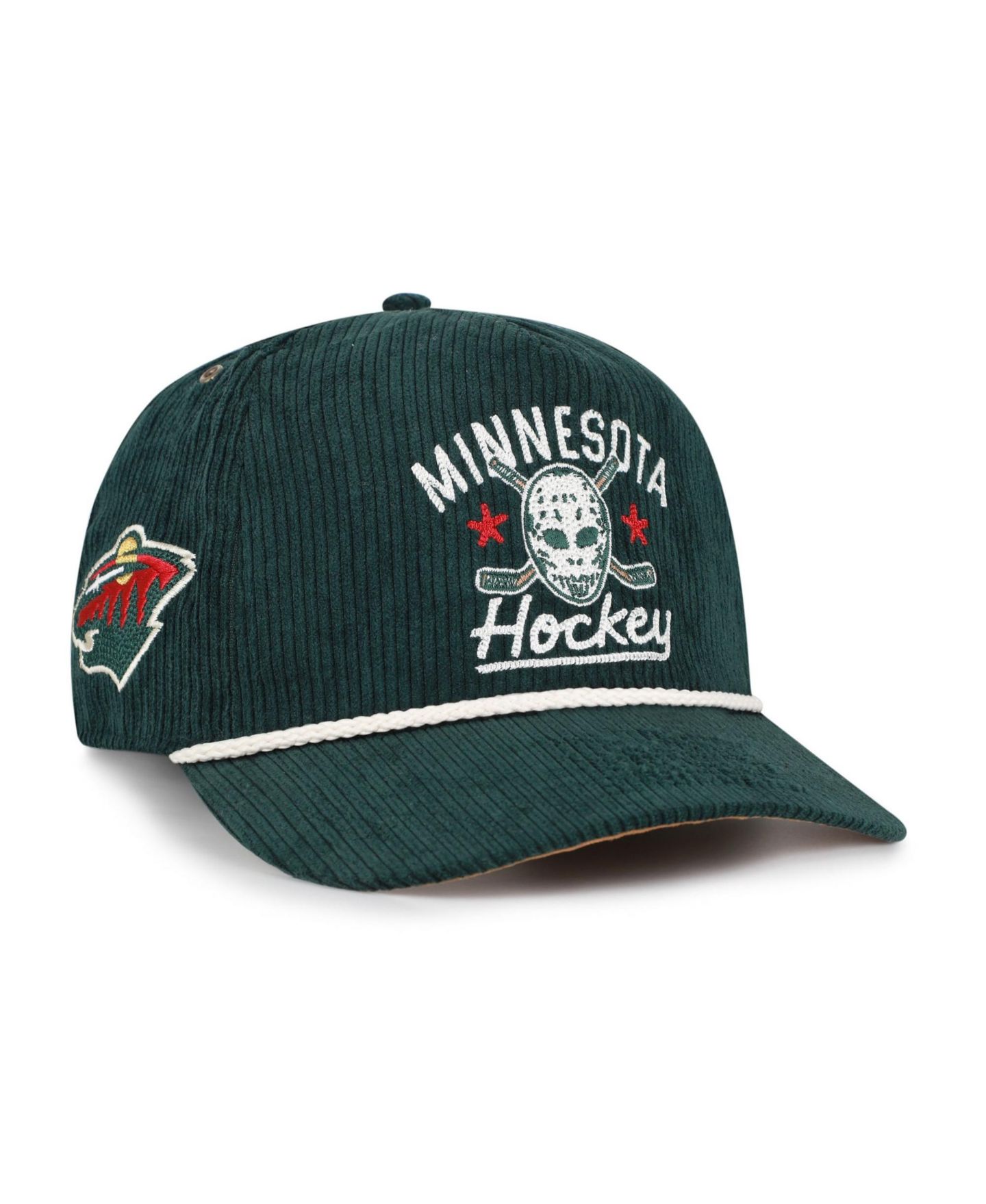 Мужская кепка '47 Brand Green Minnesota Wild Hockey Mask Corduroy Rope Hitch Adjustable Hat — фото 1