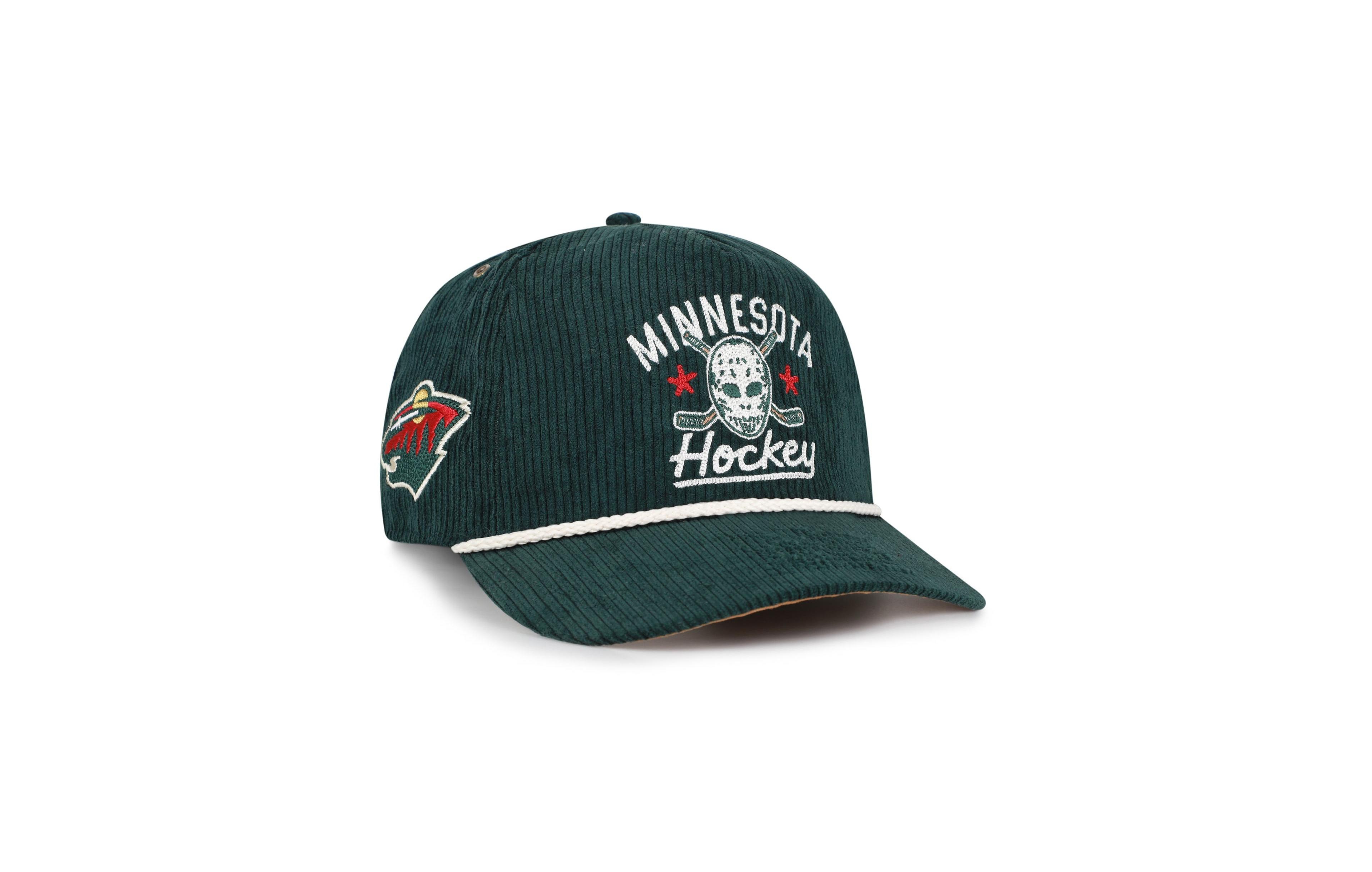 '47 Brand Men's Green Minnesota Wild Hockey Mask Corduroy Rope Hitch Adjustable Hat