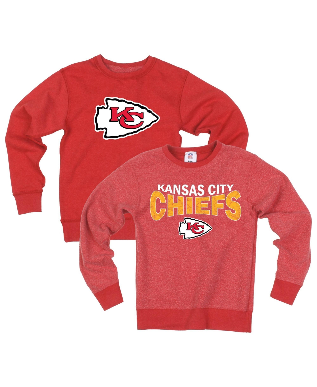 Wes & Willy Big Boys' and Girls' Red Kansas City Chiefs Reversible Fleece Sweatshirt - Red