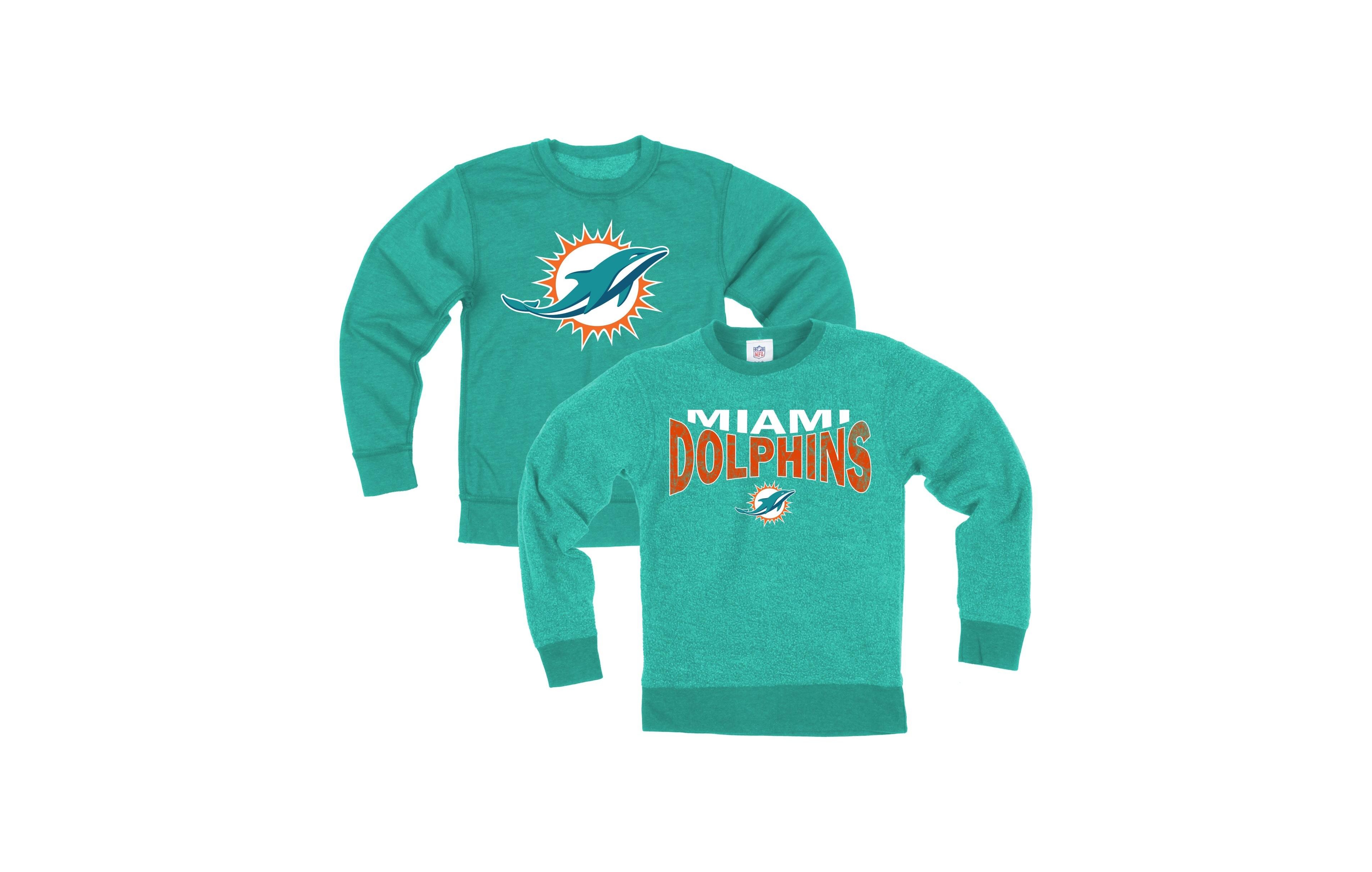 Wes & Willy Big Boys' and Girls' Aqua Miami Dolphins Reversible Fleece Sweatshirt