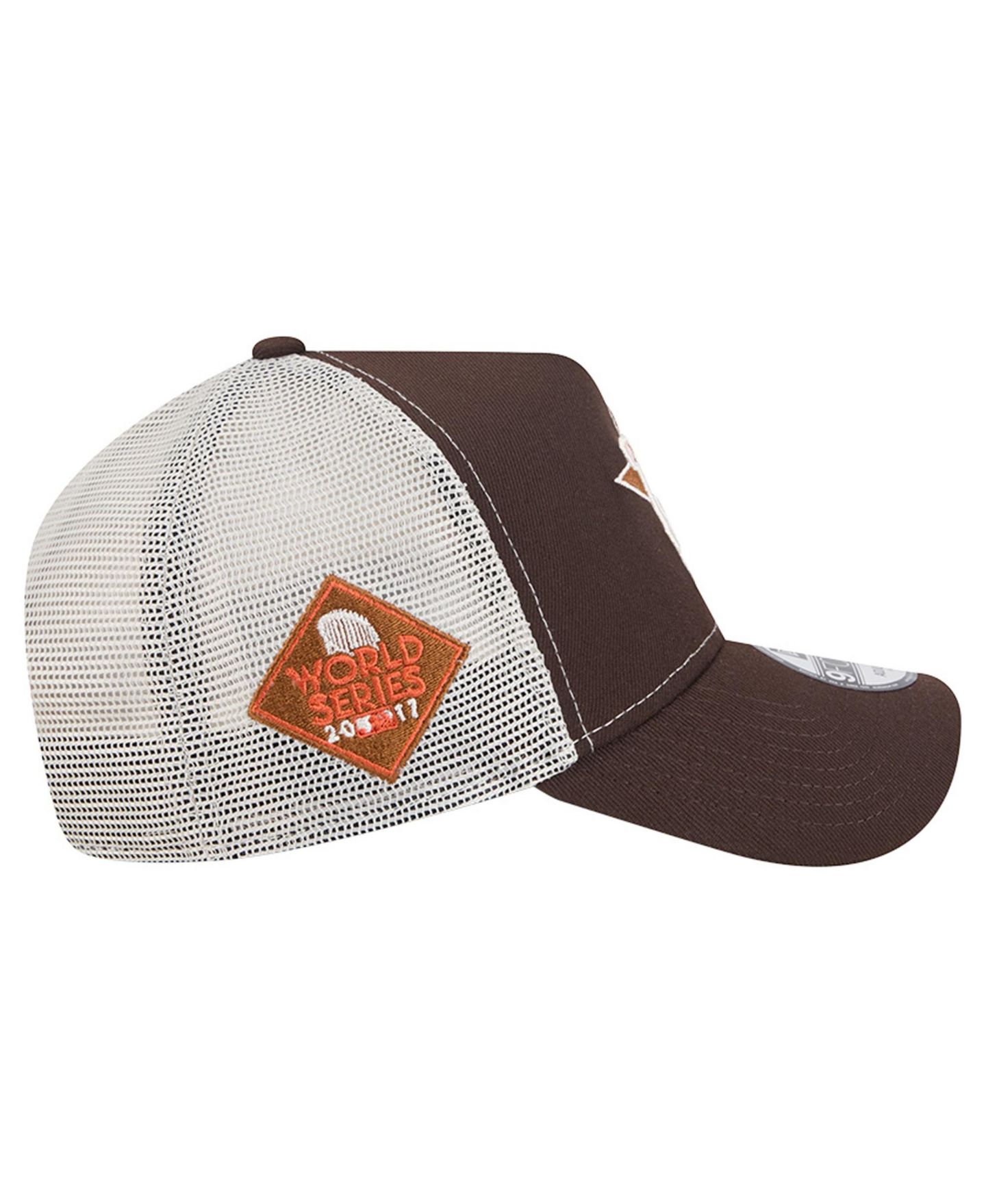 Мужская кепка New Era Brown Houston Astros Pumpkin Spice 9FORTY A-Frame Adjustable Trucker Hat — фото 5