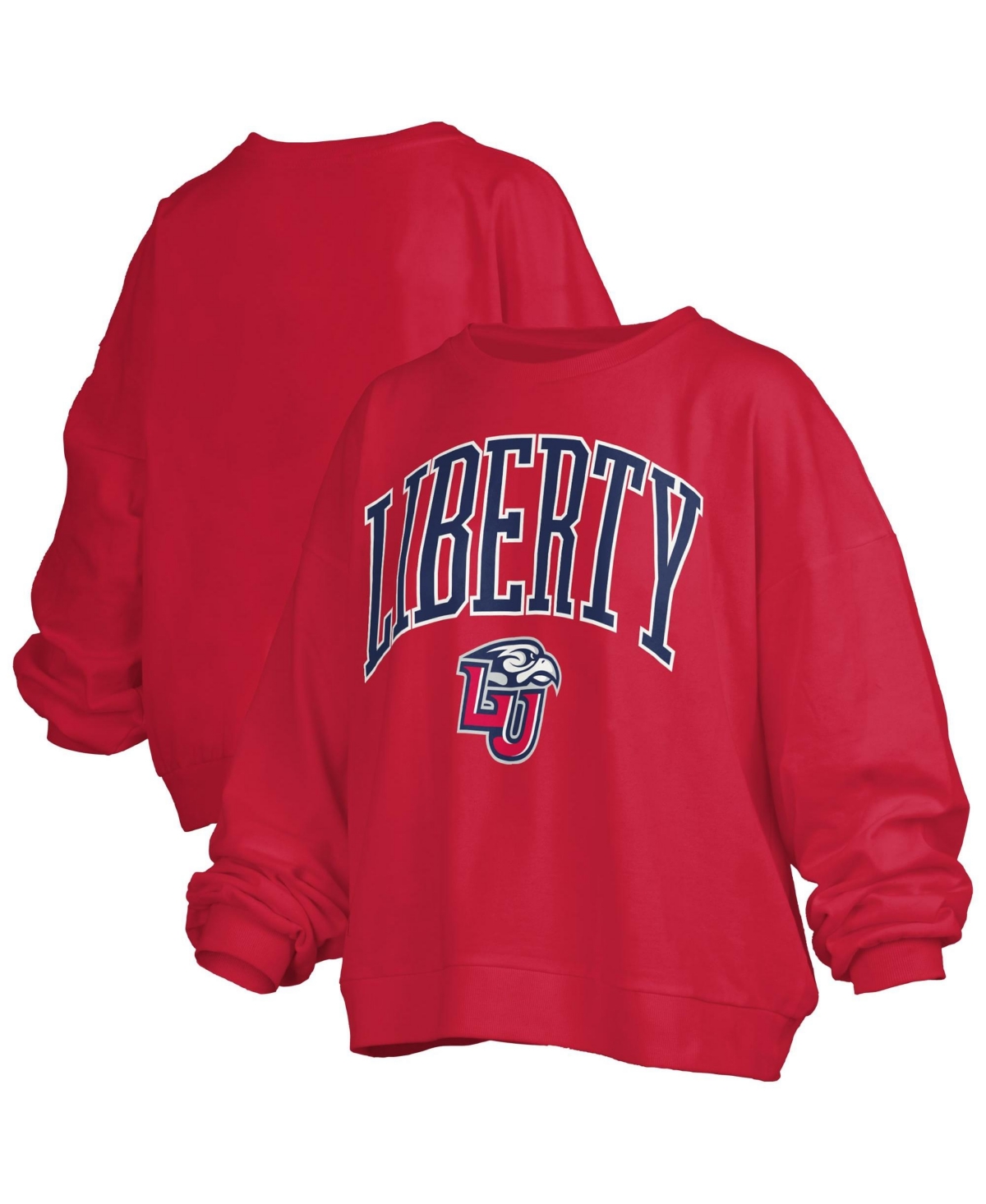 Pressbox Women's Red Liberty Flames Oversized Janise Arch Over Logo Fleece Sweatshirt - Red