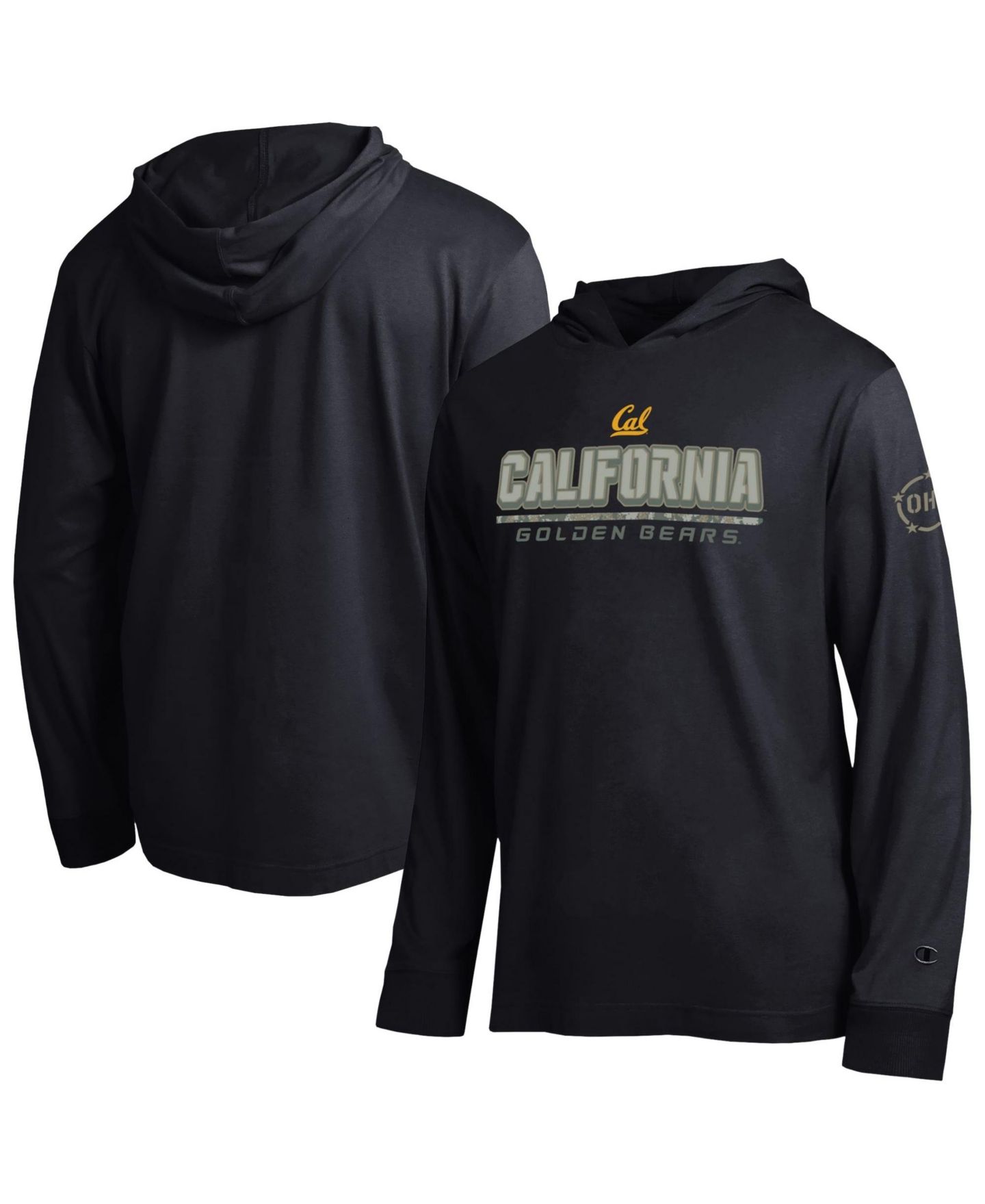 Мужская футболка Champion Black Cal Bears Operation Hat Trick Camo Script Hooded Long-Sleeve — фото 1