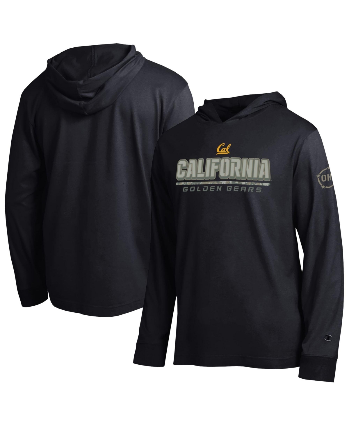 Champion Men's Black Cal Bears Operation Hat Trick Camo Script Hooded Long-Sleeve T-Shirt - Black