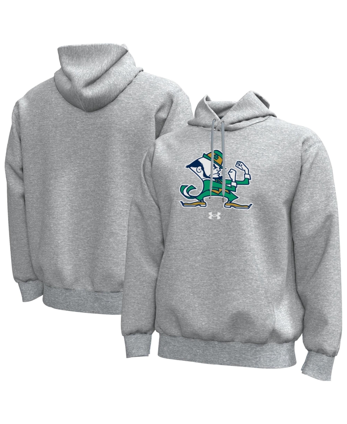 Under Armour Men's Heather Gray Notre Dame Fighting Irish Core Icon Fleece Pullover Hoodie - Heather Gray