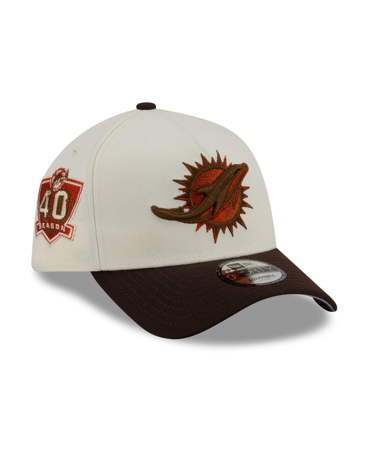 New Era Men's Cream/Brown Miami Dolphins Pumpkin Spice A-Frame 9FORTY Adjustable Hat - Cream, Brown