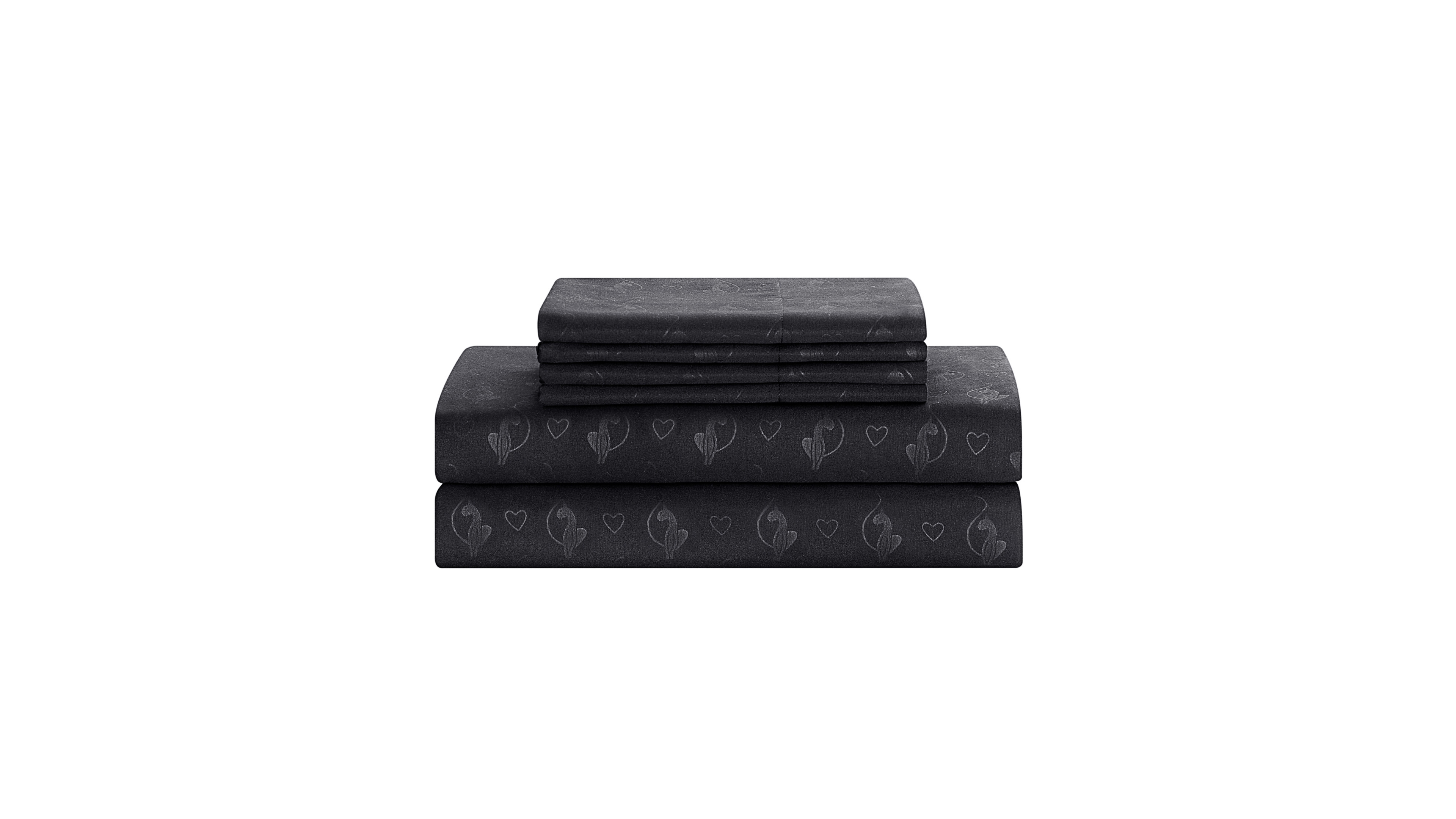Baby Phat Heart Cat Stamp Embossed 6-Piece Sheet Set, Queen