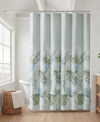 Kiawah Island Tropical Botanical Coastal Jacquard Shower Curtain, 72" x 72"