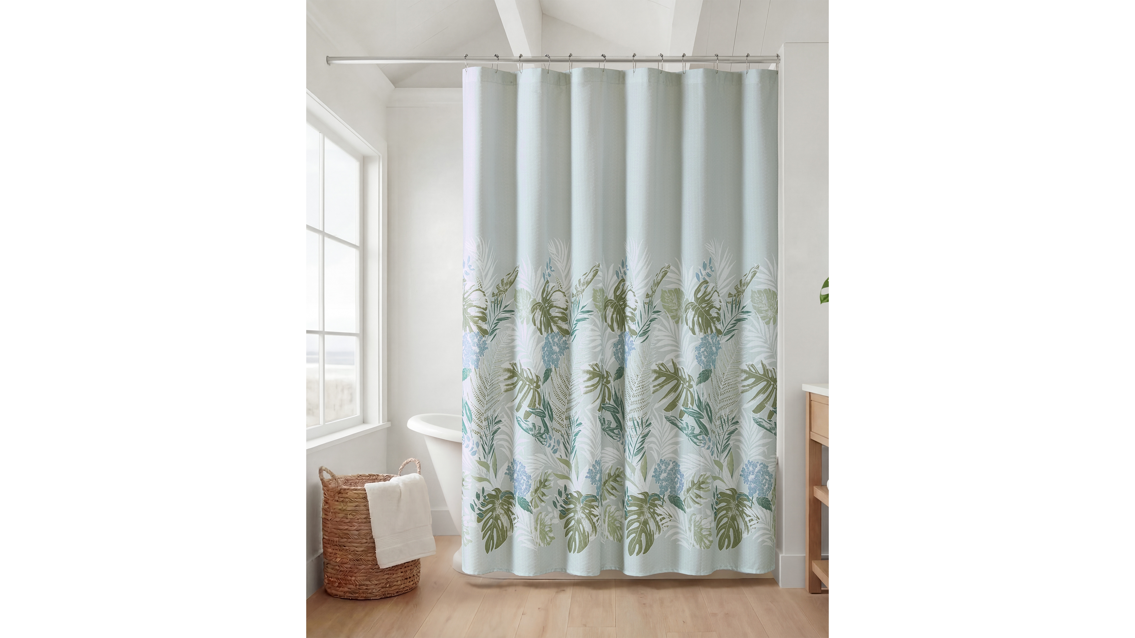 Harbor House Kiawah Island Tropical Botanical Coastal Jacquard Shower Curtain, 72" x