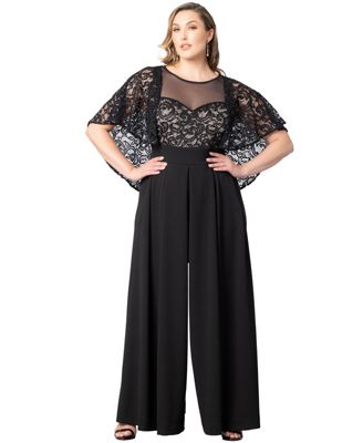 Plus Size Alluring Sequins Lace Formal Jumpsuit