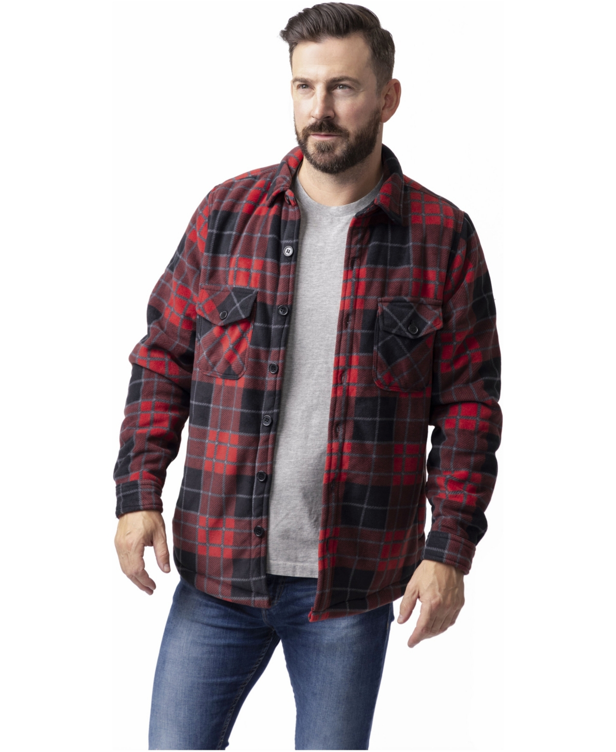 Heat Holders Men's Jax Long Sleeve Plaid Shirt Jacket