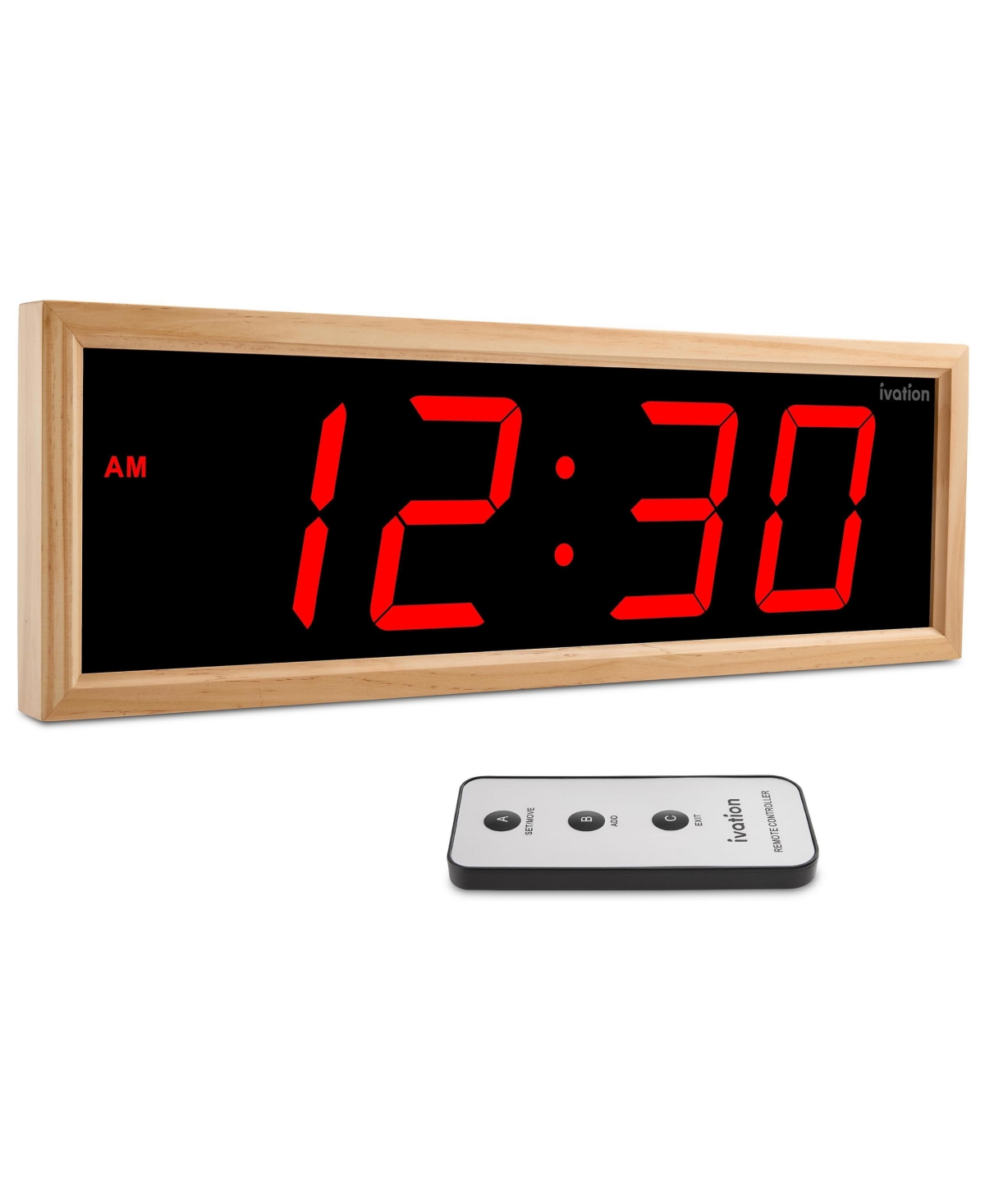 Ivation Digital 18" Auto-Dimming Remote Control Wall Clock