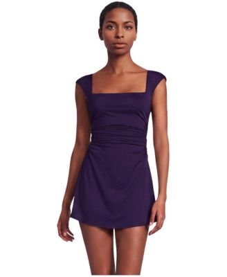 Women's New Smoothing Square Neck Ruched Swim Dress Swimsuit