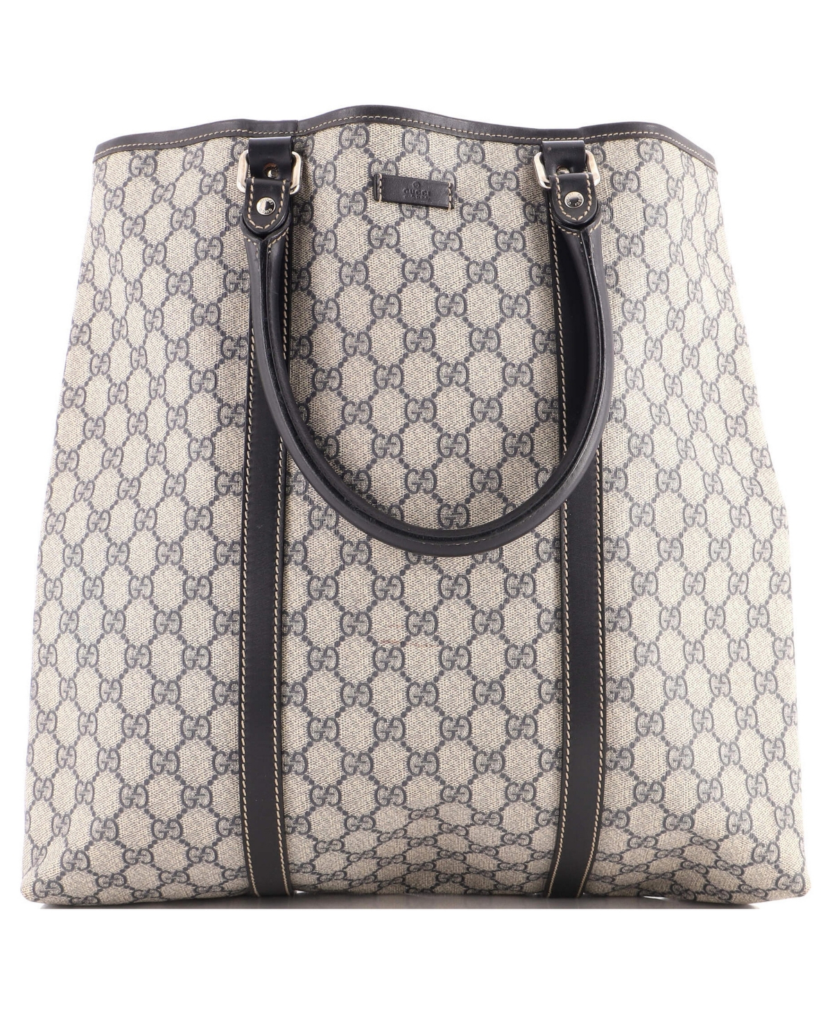 Pre-Owned Gucci Large Joy Tote Gg Coated Canvas with Leather - Black