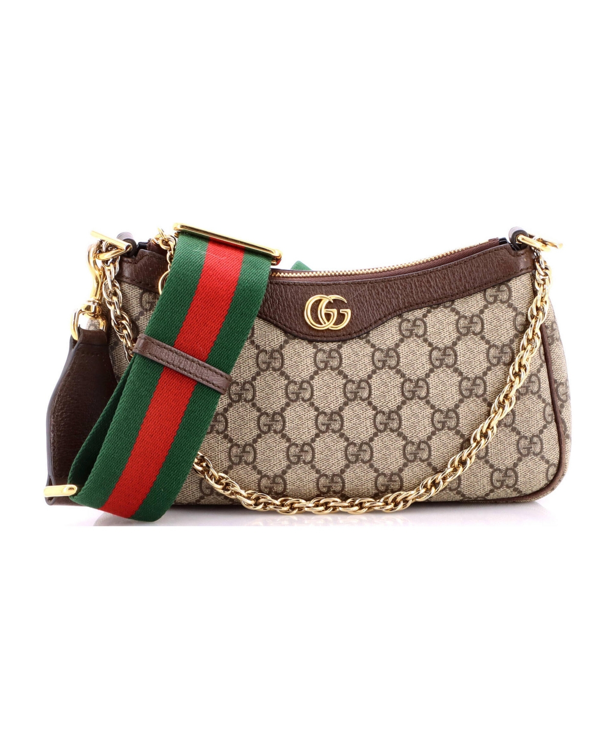 Pre-Owned Gucci Small Ophidia Charm Shoulder Bag Gg Coated Canvas - Brown