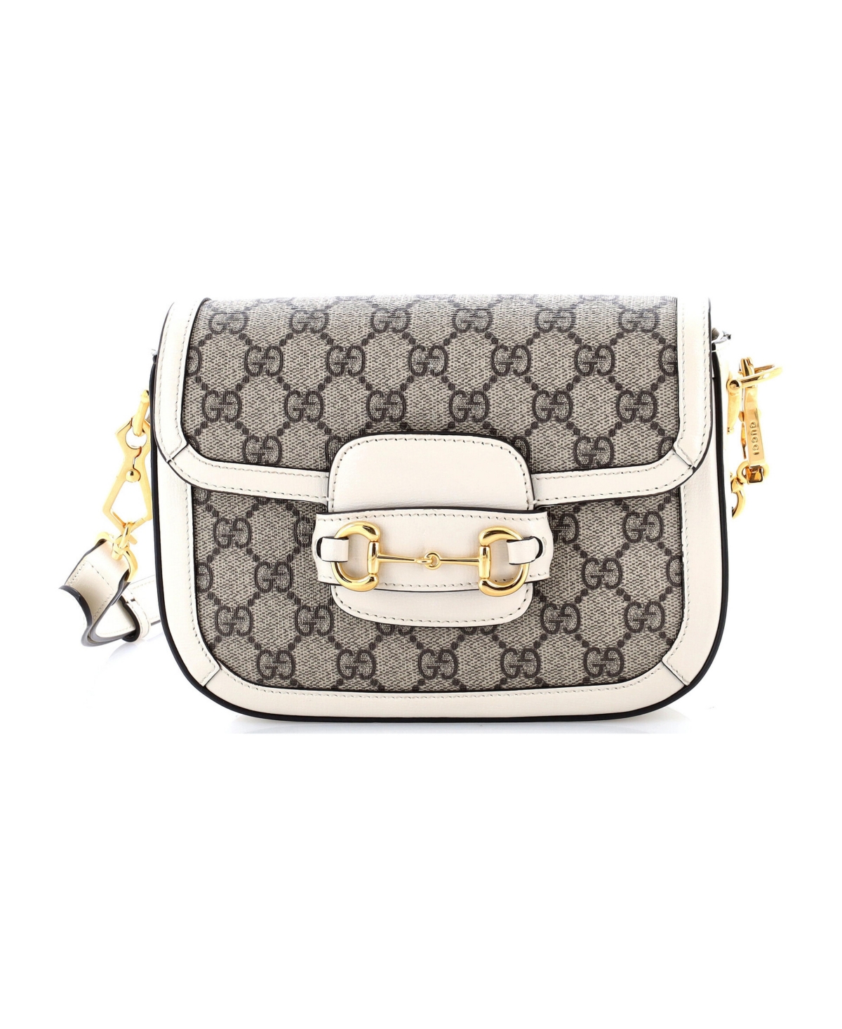 Pre-Owned Gucci Horsebit 1955 Mini Gg Coated Canvas Shoulder Bag - White