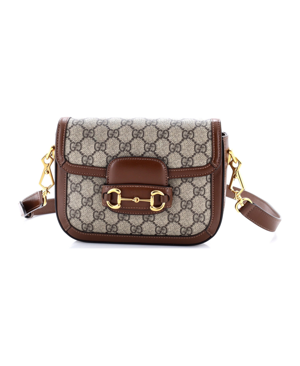 Pre-Owned Gucci Mini Horsebit 1955 Shoulder Bag Gg Coated Canvas with Leather - Brown