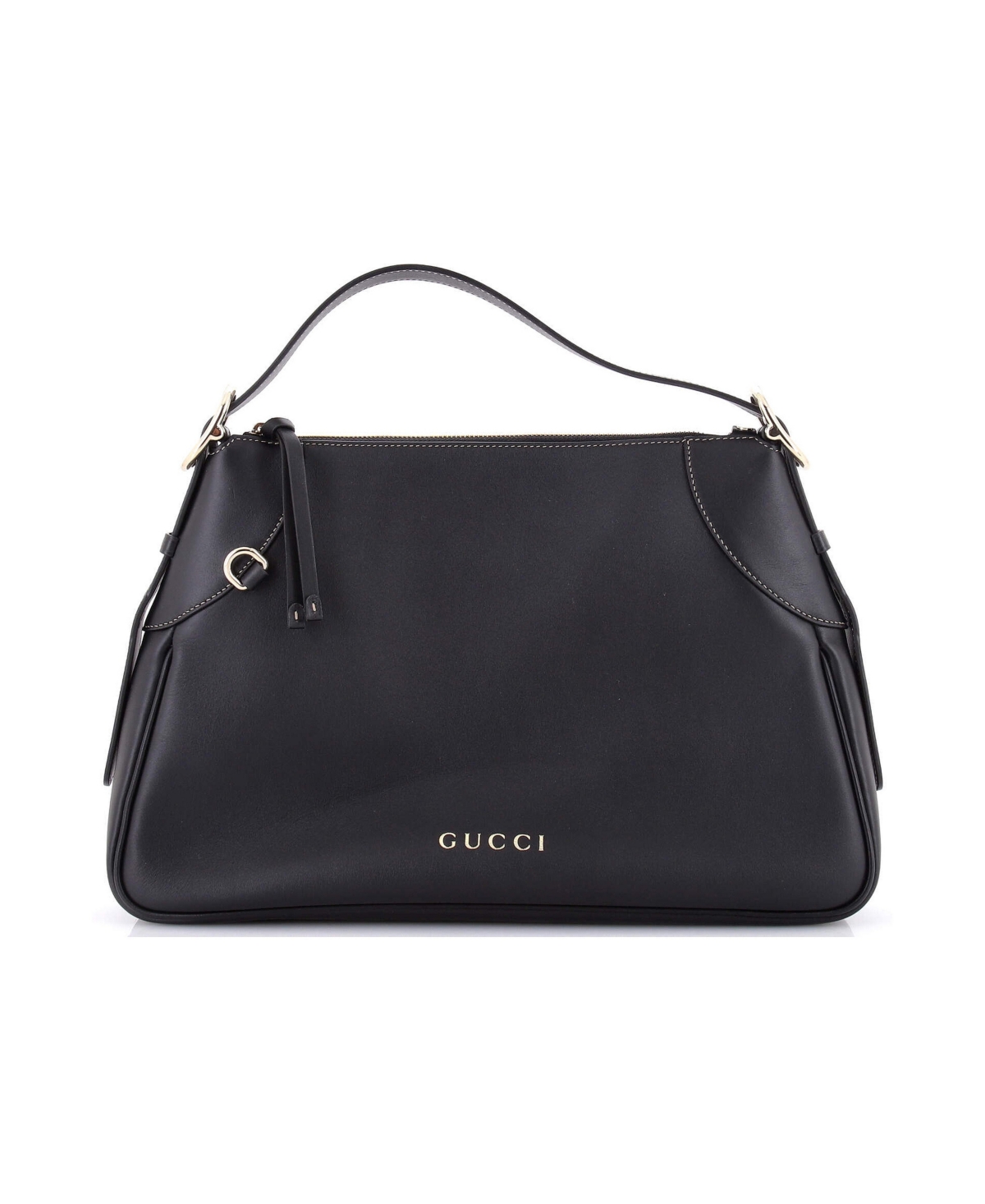 Pre-Owned Gucci Medium Emblem Shoulder Bag Leather - Black