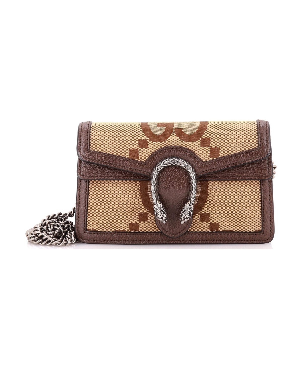 Pre-Owned Gucci Super Mini Dionysus Bag Jumbo Gg Canvas - Brown