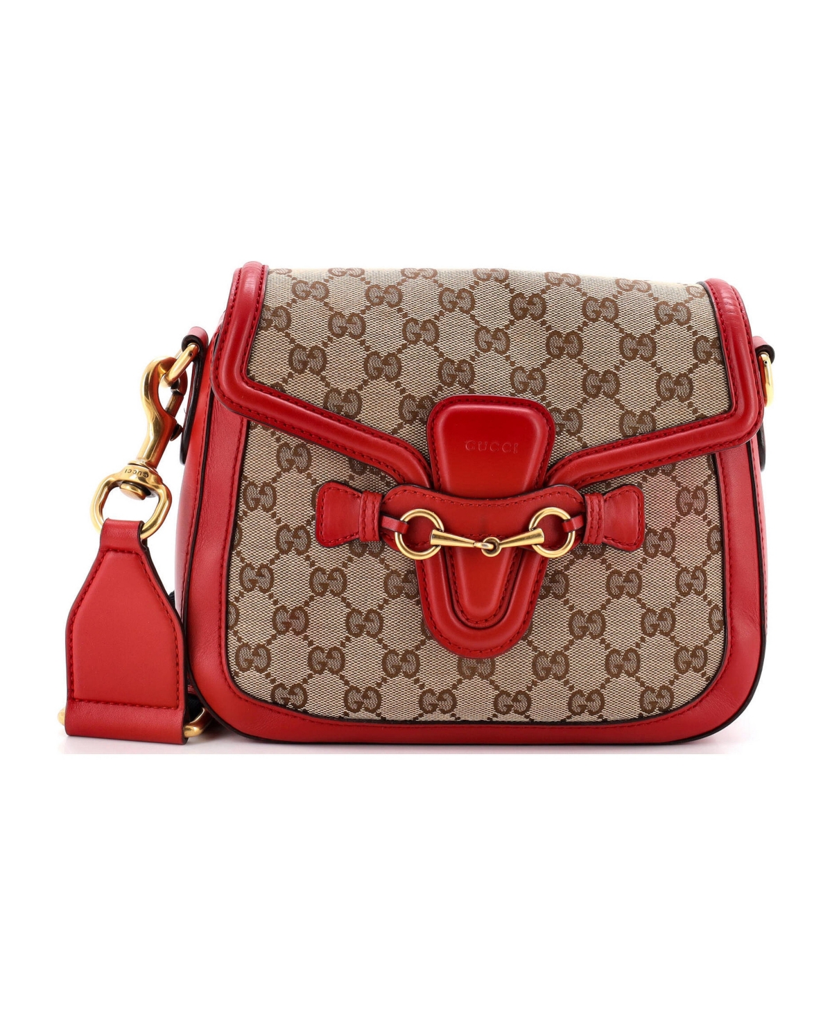 Pre-Owned Gucci Medium Lady Web Shoulder Bag Gg Canvas - Red