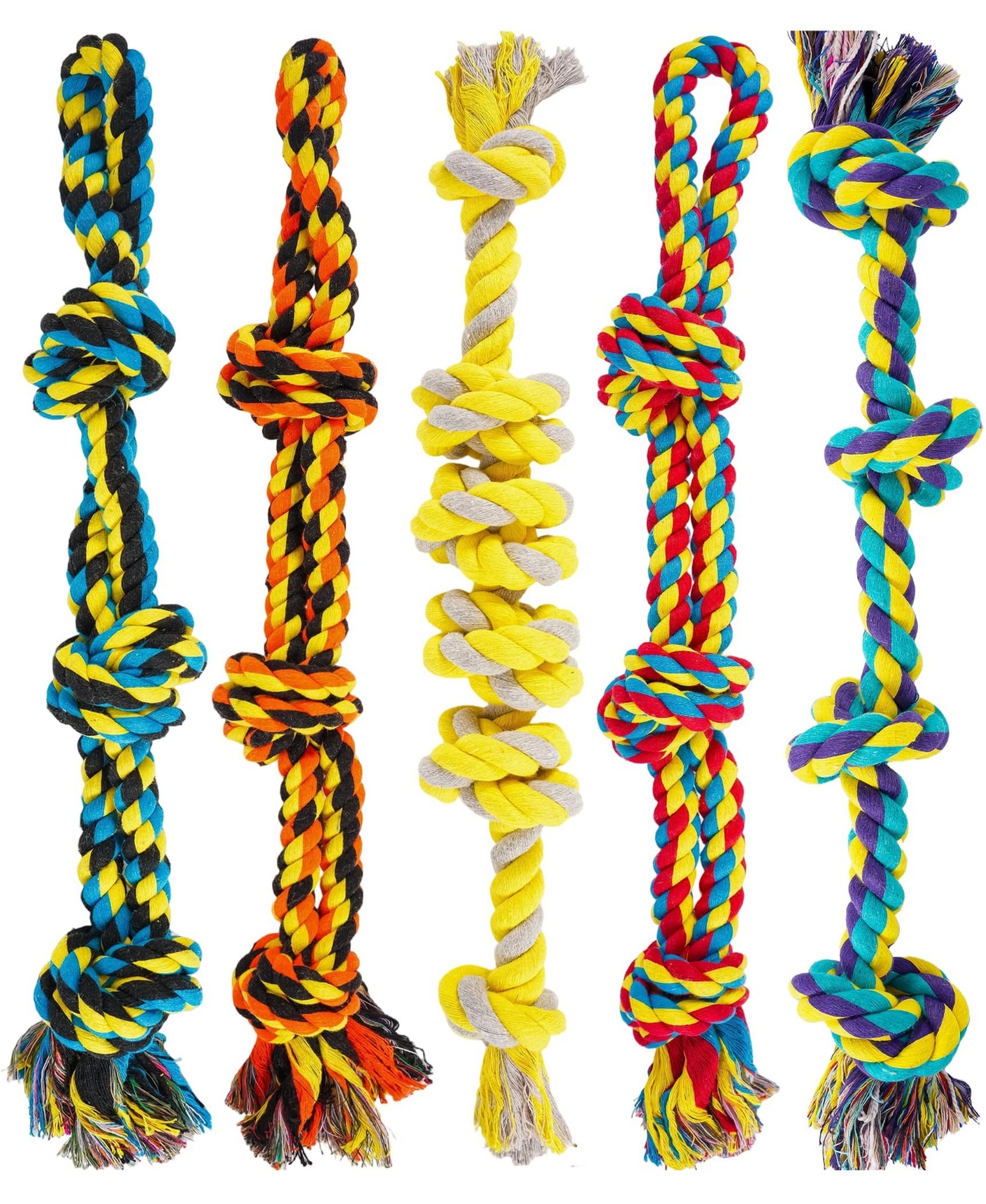 Magicorange Heavy Duty Dog Rope Toy Tug of War Set Aggressive Chewers Medium Large Breeds - 5 packs large