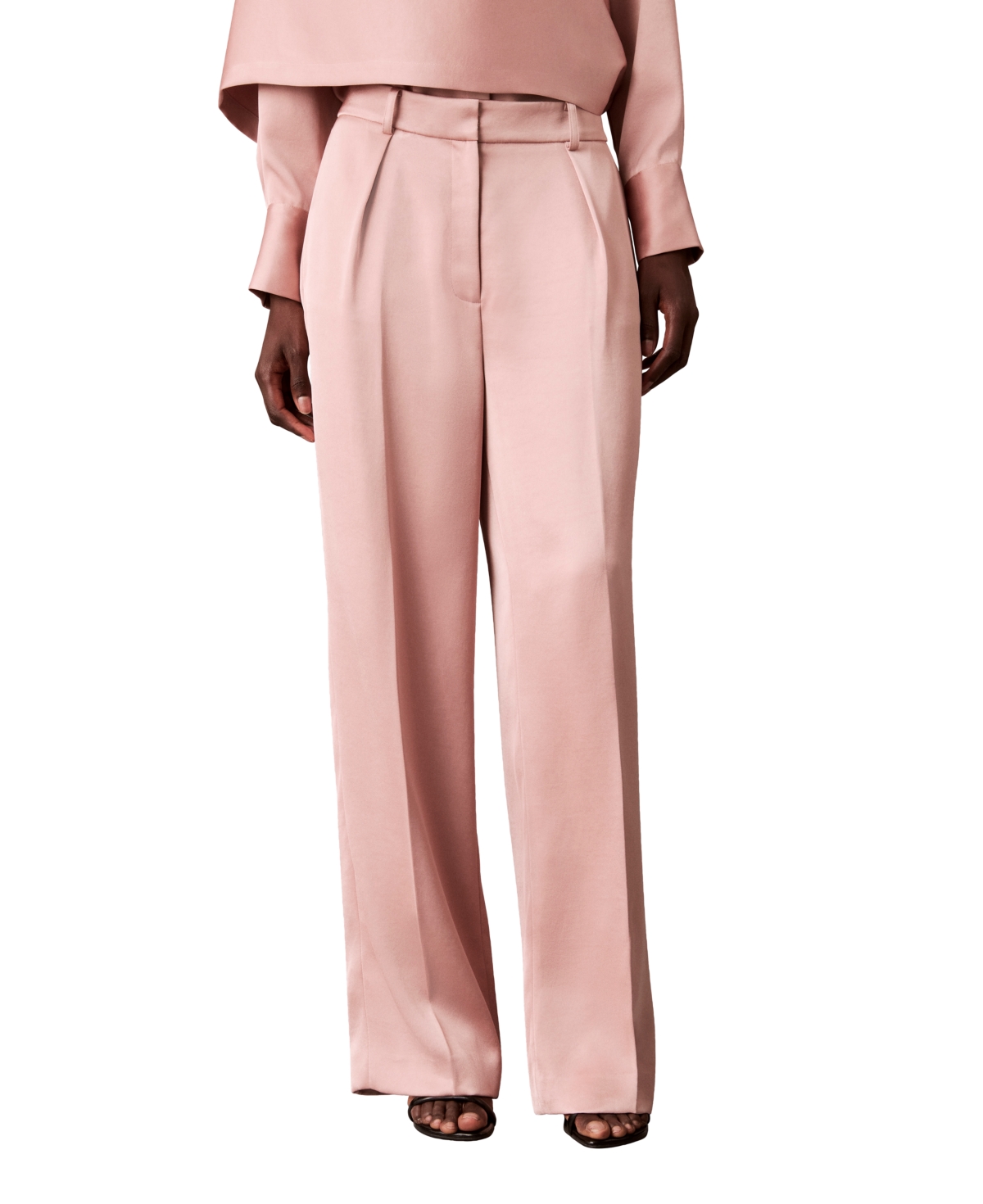 Calvin Klein Women's Wide-Leg High-Rise Pants - Soft Tearose