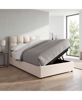 Twin Size Upholstered Platform Bed with a Hydraulic Storage System