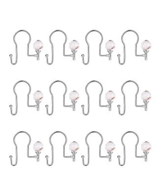 Rust-Proof Zinc Double Shower Curtain Hooks with Acrylic Crystal Design, Shower Hooks Hangers for Bathroom - Set of 12