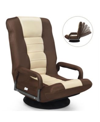 360-Degree Swivel Floor Gaming Chair with 6-Position Folding Backrest