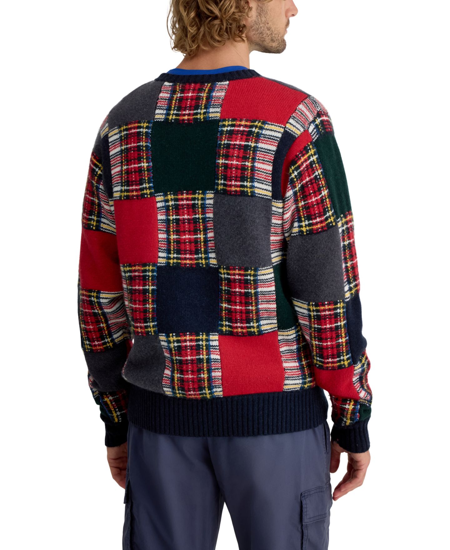 Мужской свитер Nautica Patchwork Jacquard Crew Holiday Crewneck, цвет: Тёмно-синий — фото 4