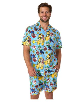 Men's Super Mario Relaxed Fit Short Sleeve Shirt and Shorts, 2-Piece Set