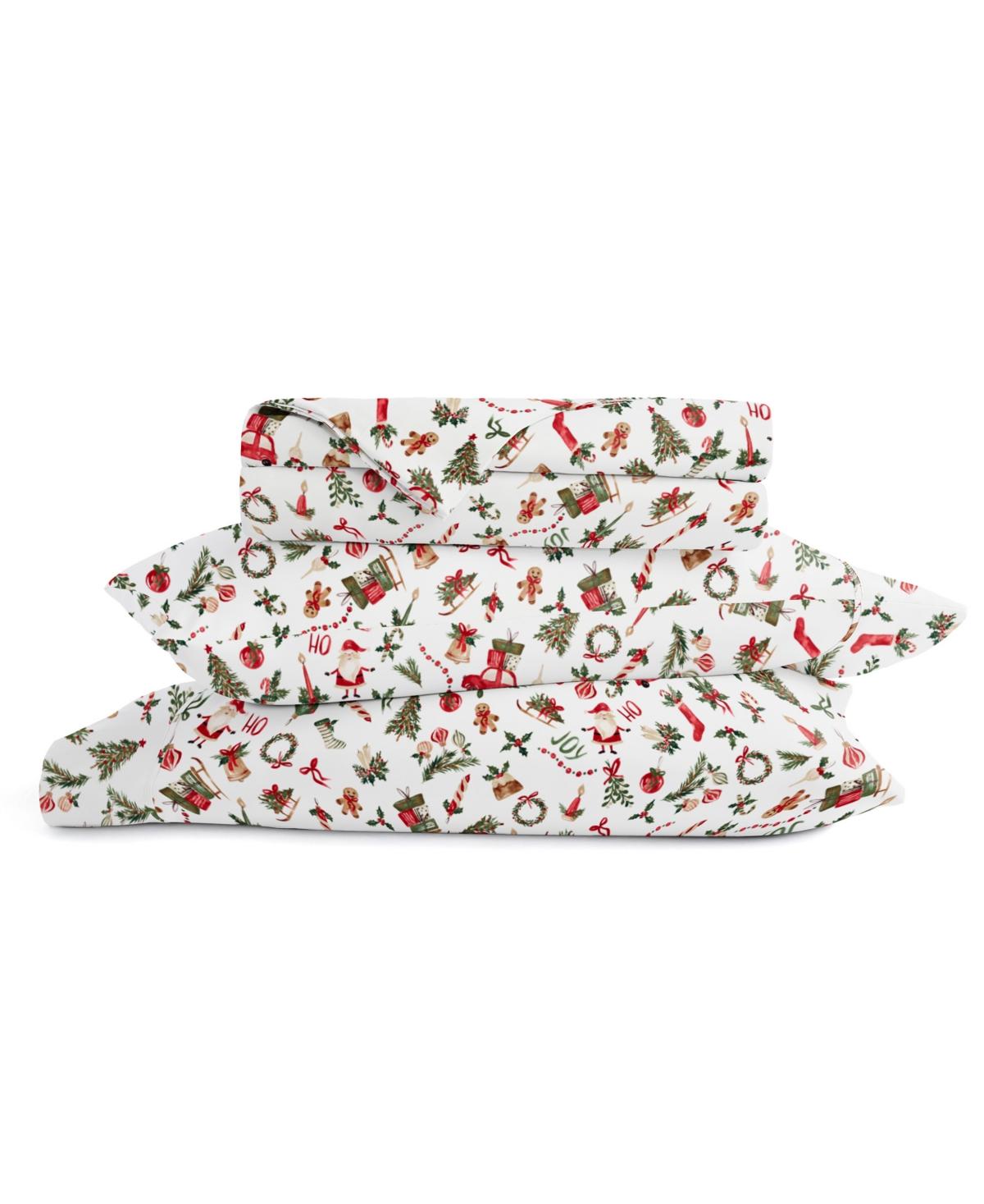 Casual Comfort Christmas Patterns Holiday Sheet Set, One Size, White