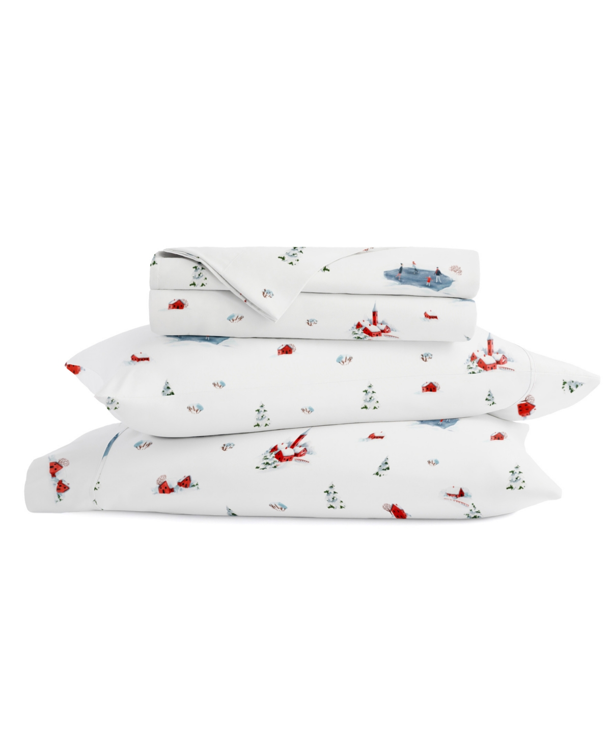 Casual Comfort Christmas Patterns Holiday Sheet Set, One Size, White