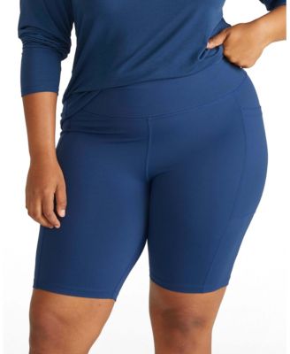 Plus Size Next-to-Naked High-Waisted Mid-Thigh Biker Shorts, 8" Inseam