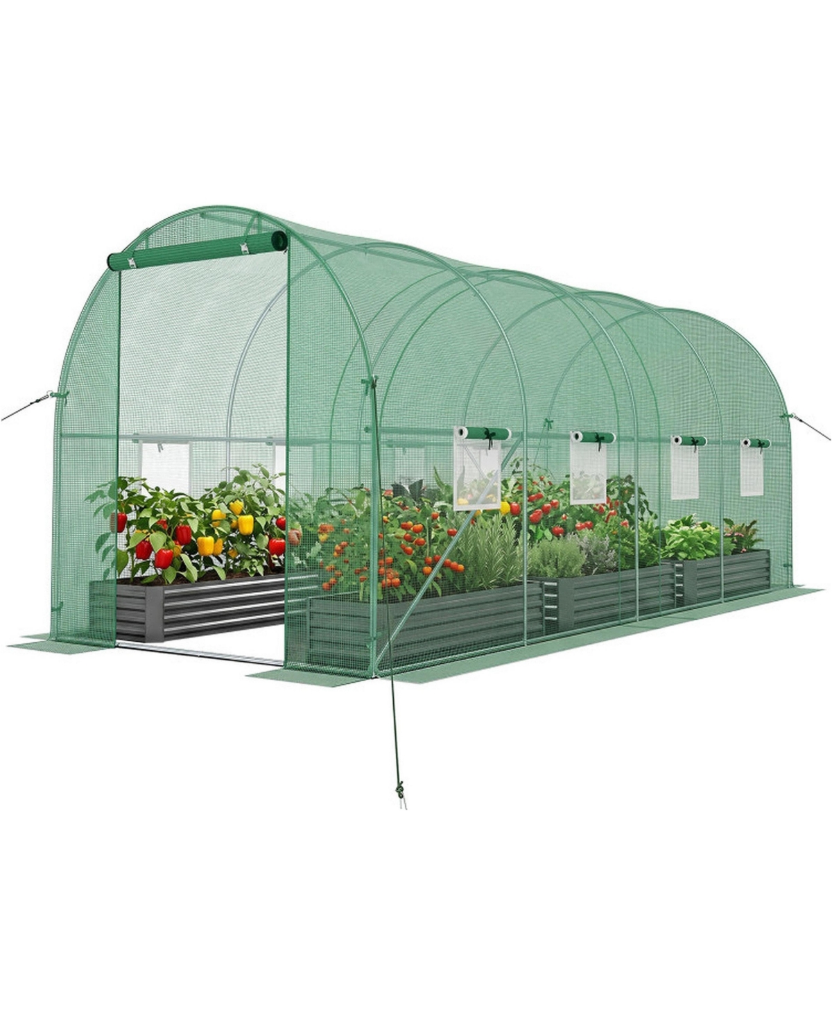 Sugift 15 x 7 x 7 ft Walk-in Tunnel Greenhouse for Outdoors - Green