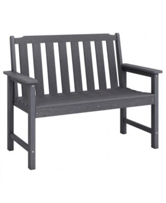 2-Person All Weather HDPE Outdoor Garden Bench with Backrest and Armrests