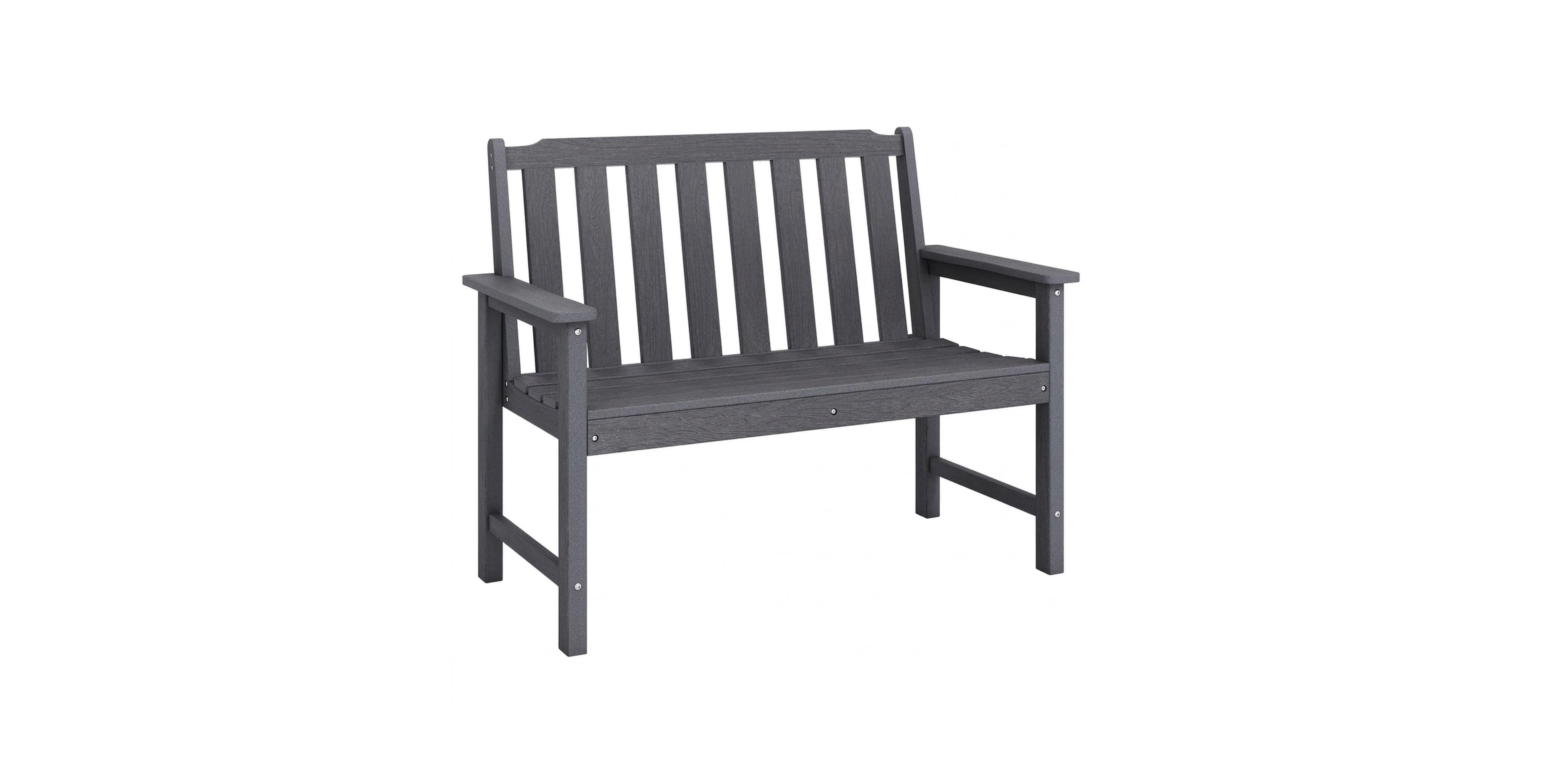 Sugift 2-Person All Weather Hdpe Outdoor Garden Bench with Backrest and Armrests