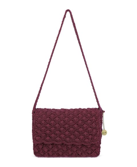 Женская сумка The Sak Marlow Hand-Crocheted Small Shoulder Handbag, цвет: Чёрный вишнёвый ракушечный
