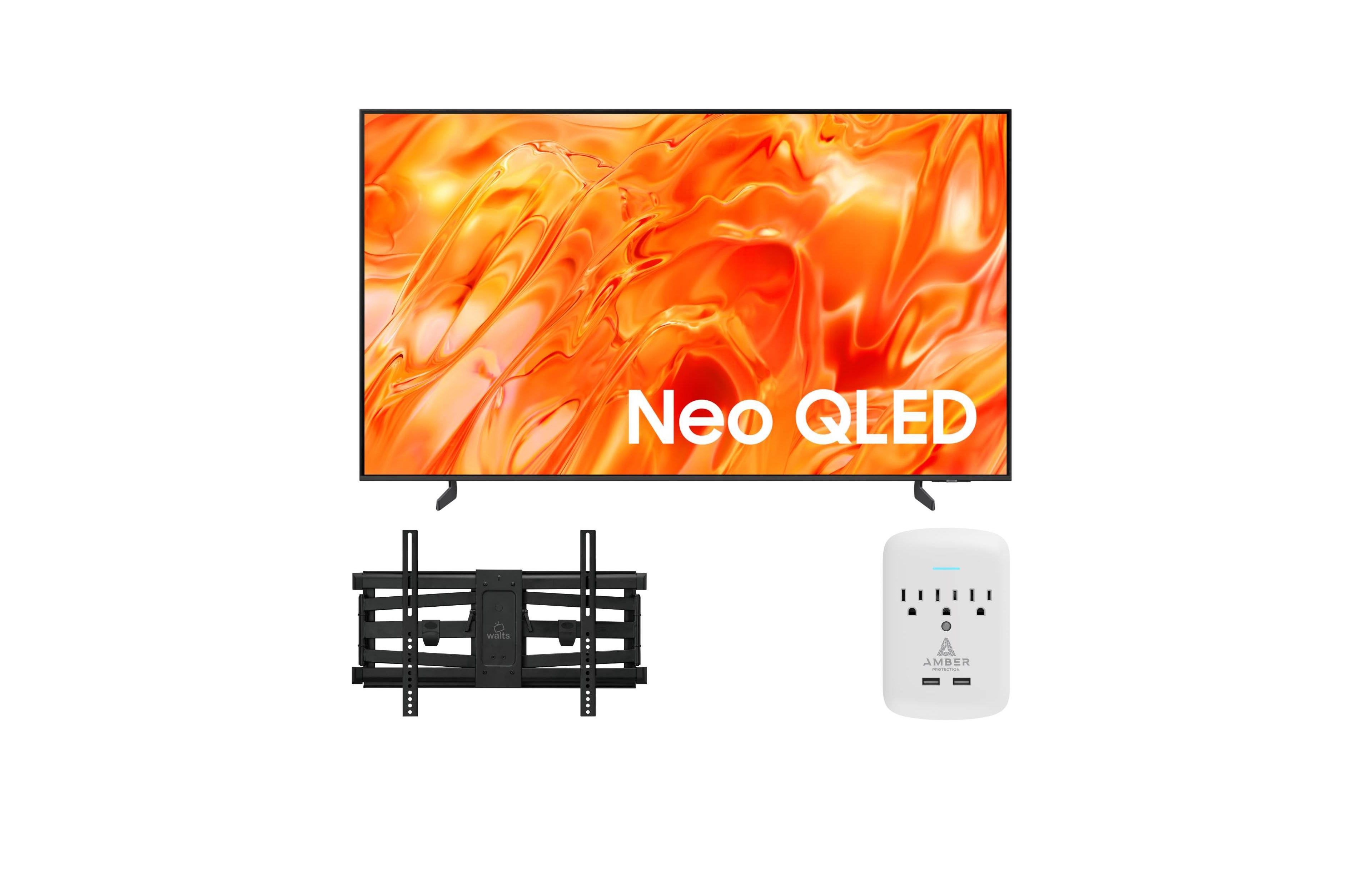 Samsung QN70HAFXZA Smart Tv with a Walts Xl-full-motion-mount and Amber 3-outlet-surge Surge Protector (2026)