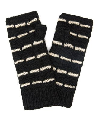 Women's Adirondack Artisan Hand-Knit Striped Fingerless Wool Mittens