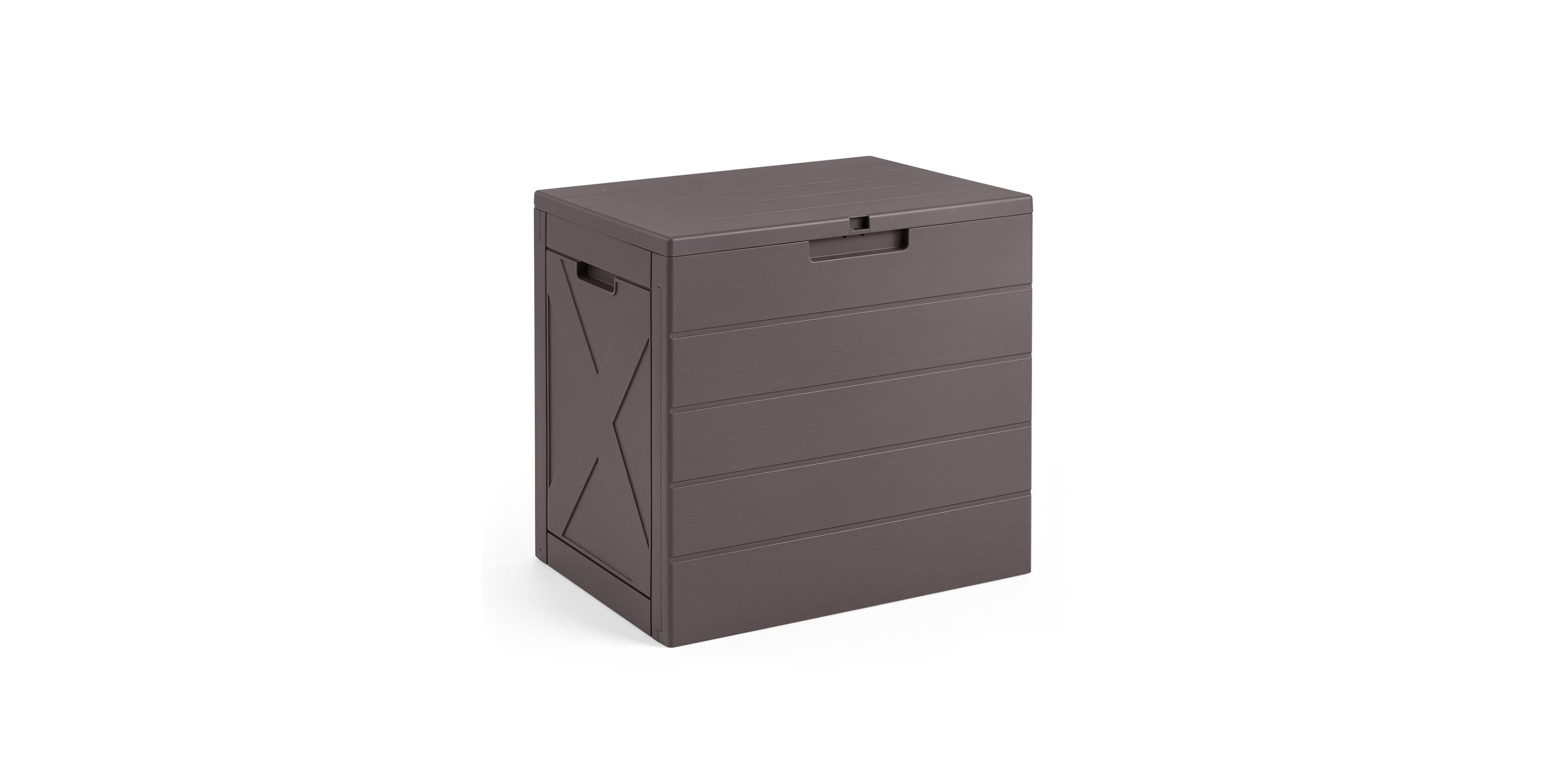 Mecale 25 Gallon Outdoor Deck Box with Lock Hole and Wood Grain