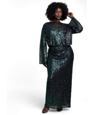 Plus Size High-Waisted Maxi Sequin Skirt