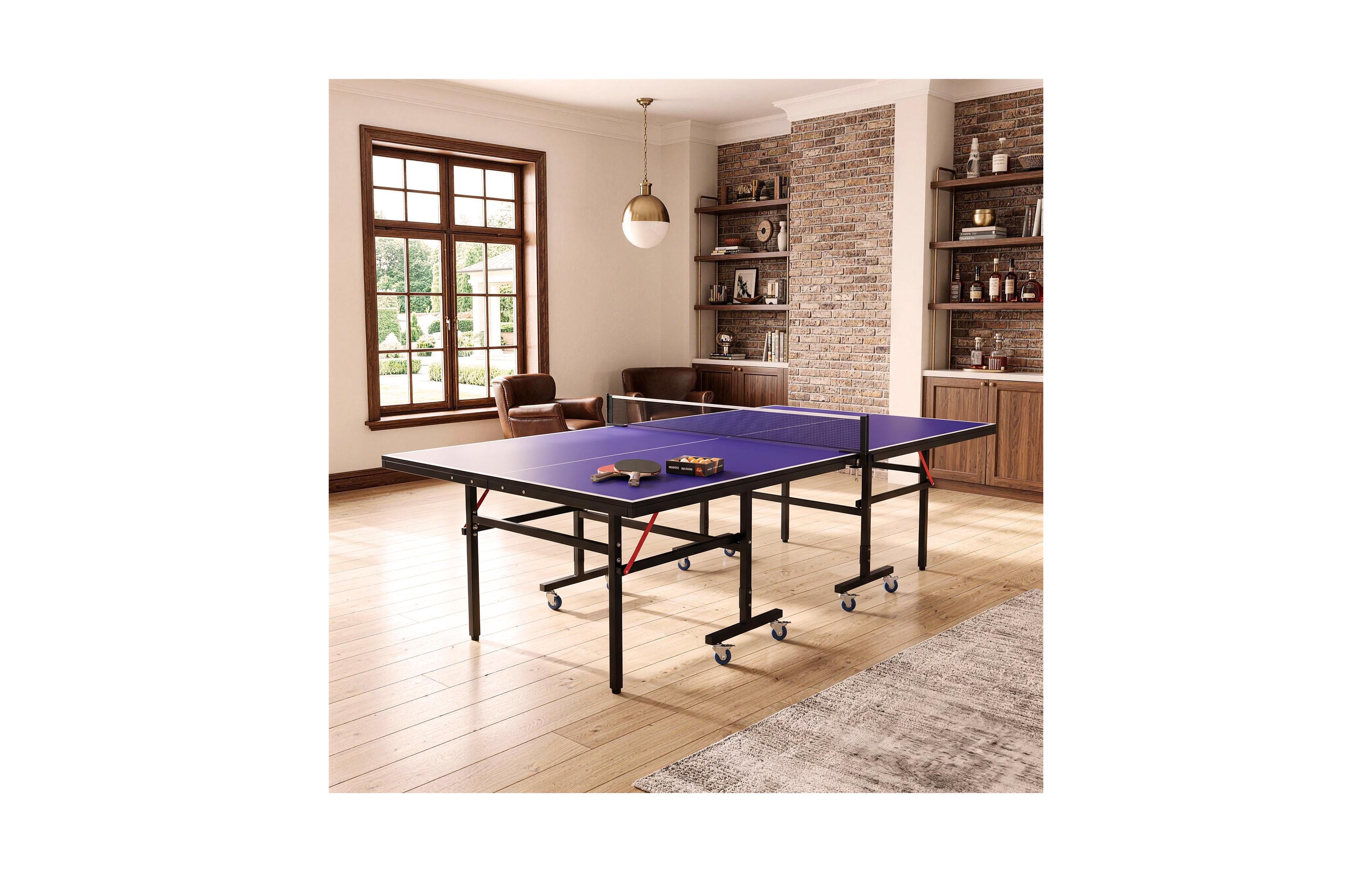 homfan 8 Feet Folding Ping Pong Table with Wheels, Tabletop Table Tennis Game Table for Indoor Outdoor Game Room