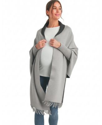 Women's Shawl-Collar Two-Tone Sweater Wrap Cardigan