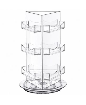 3 Tier Rotating Clear Acrylic Business Card Display Stand for Desk Vendor Events Organizer