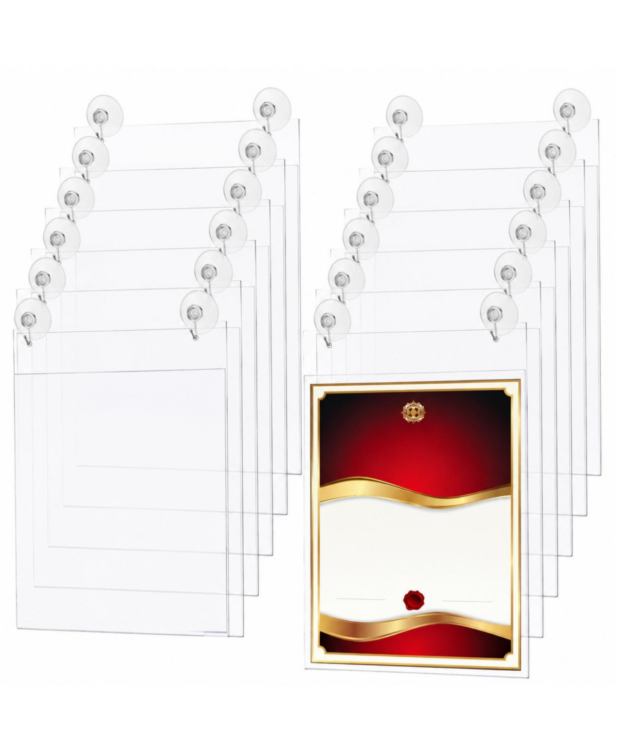 Lowking 8 Pack Acrylic Sign Holders With Suction Cups For Door Wall Table Display Organizer - Clear