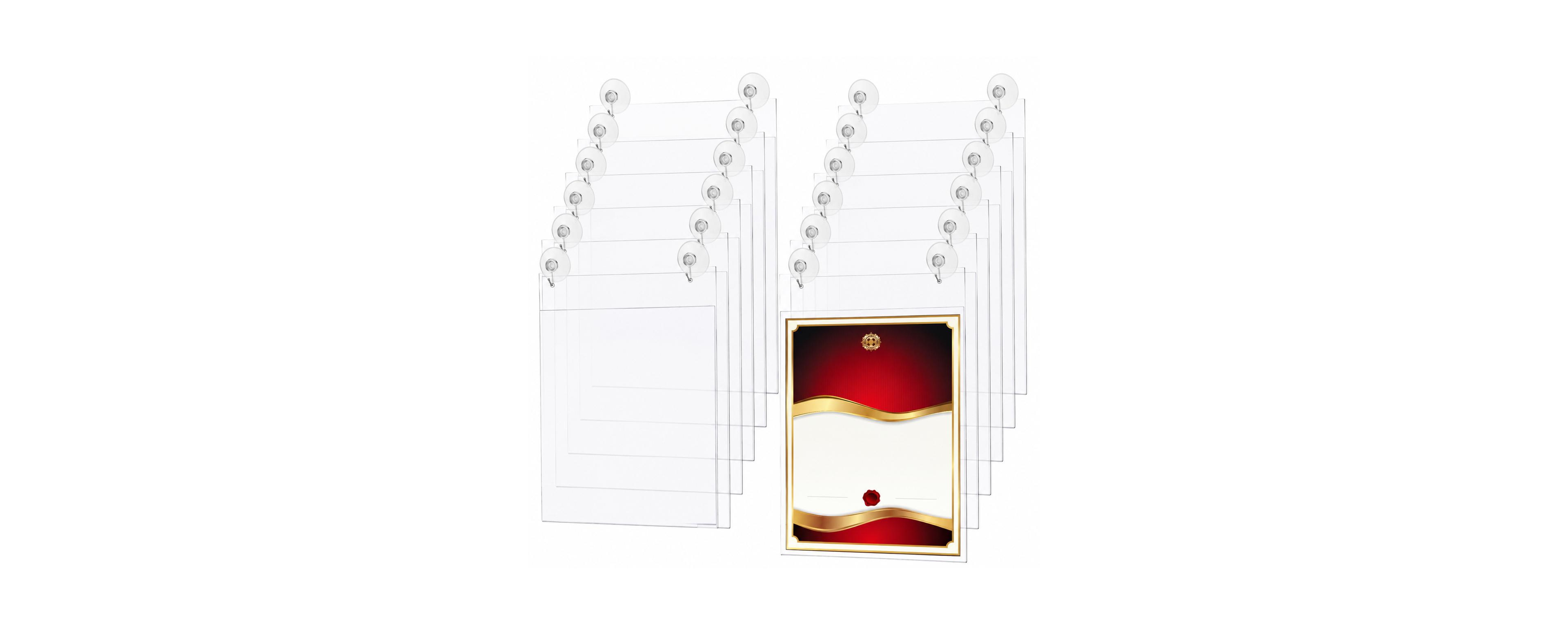 Lowking 8 Pack Acrylic Sign Holders With Suction Cups For Door Wall Table Display Organizer