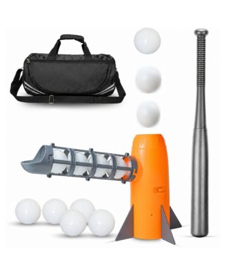 Auto Baseball Pitching Machine Set For Batting Practice With Bat 10 Balls And Sports Bag