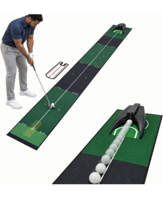 Golf Putting Mat Auto Ball Return Alignment Mirror Training Kit