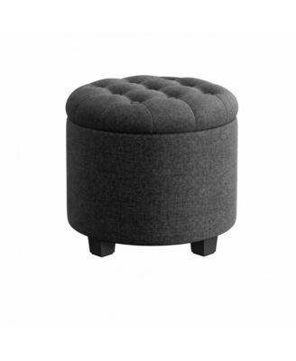 Round Storage Ottoman with Legs and 5.8 Gal Interior